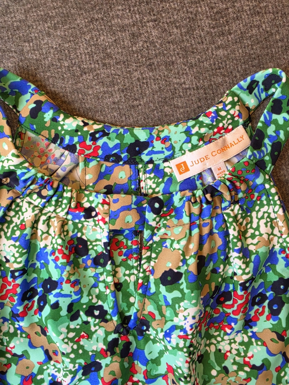 Jude Connally Lisa Halter Mini Dress Womans Medium Green Floral Party Beach - Picture 6 of 9